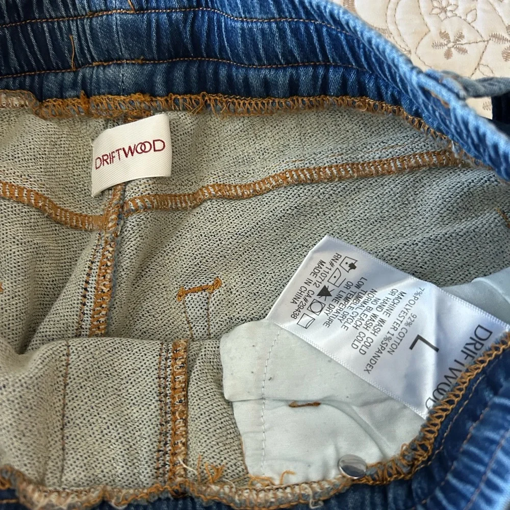 DRIFTWOOD Blue Denim Boyfriend Jeans with Floral Side Embroidery - Picture 7 of 11